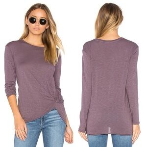Stateside Long Sleeve Twist Tee XS Nightshade purple t-shirt top 100% cotton